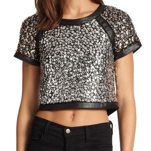 Parker Metallic Beaded Crop Top